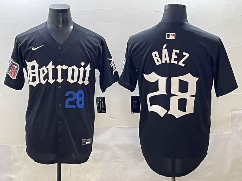 Men 2025 Detroit Tigers #28 Baez Black Five generations Joint Name Nike MLB Jersey style 12->detroit tigers->MLB Jersey